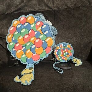 Loungefly Disney Pixar Up Balloon Doug Crossbody Bag and Coin Purse Set NWT